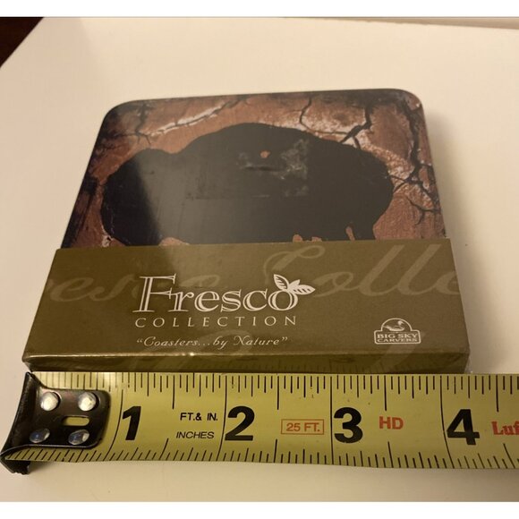 Big Sky Carvers Fresco Collection Bison Coasters New Sealed Nature Cork Back HTF - Picture 6 of 8